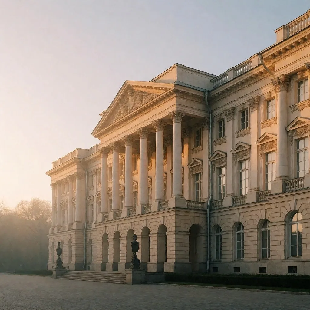 Edificio gubernamental en Kyiv al amanecer