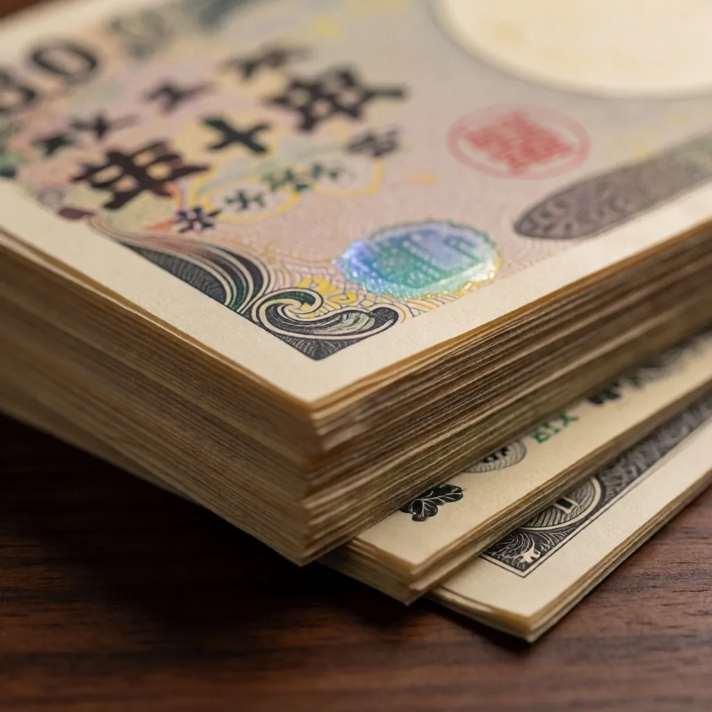 Billetes de yén japonés junto a dólares estadounidenses