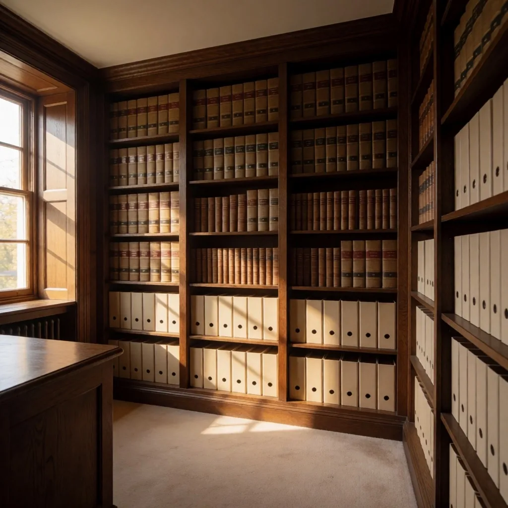 Estantería con archivos organizados