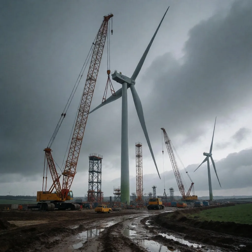 Construcción de parque eólico en zona rural británica